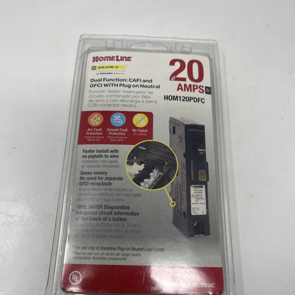 Schneider Electric Square D HOM120PDFC 20 Amp Arc Fault Circuit Interrupter